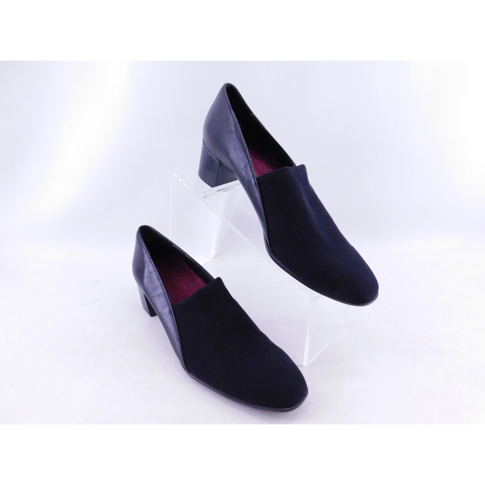 Munro Billee Closed Toe Classic Pumps Womens 8.5 N Black Leather/Stretch Fabric‎
